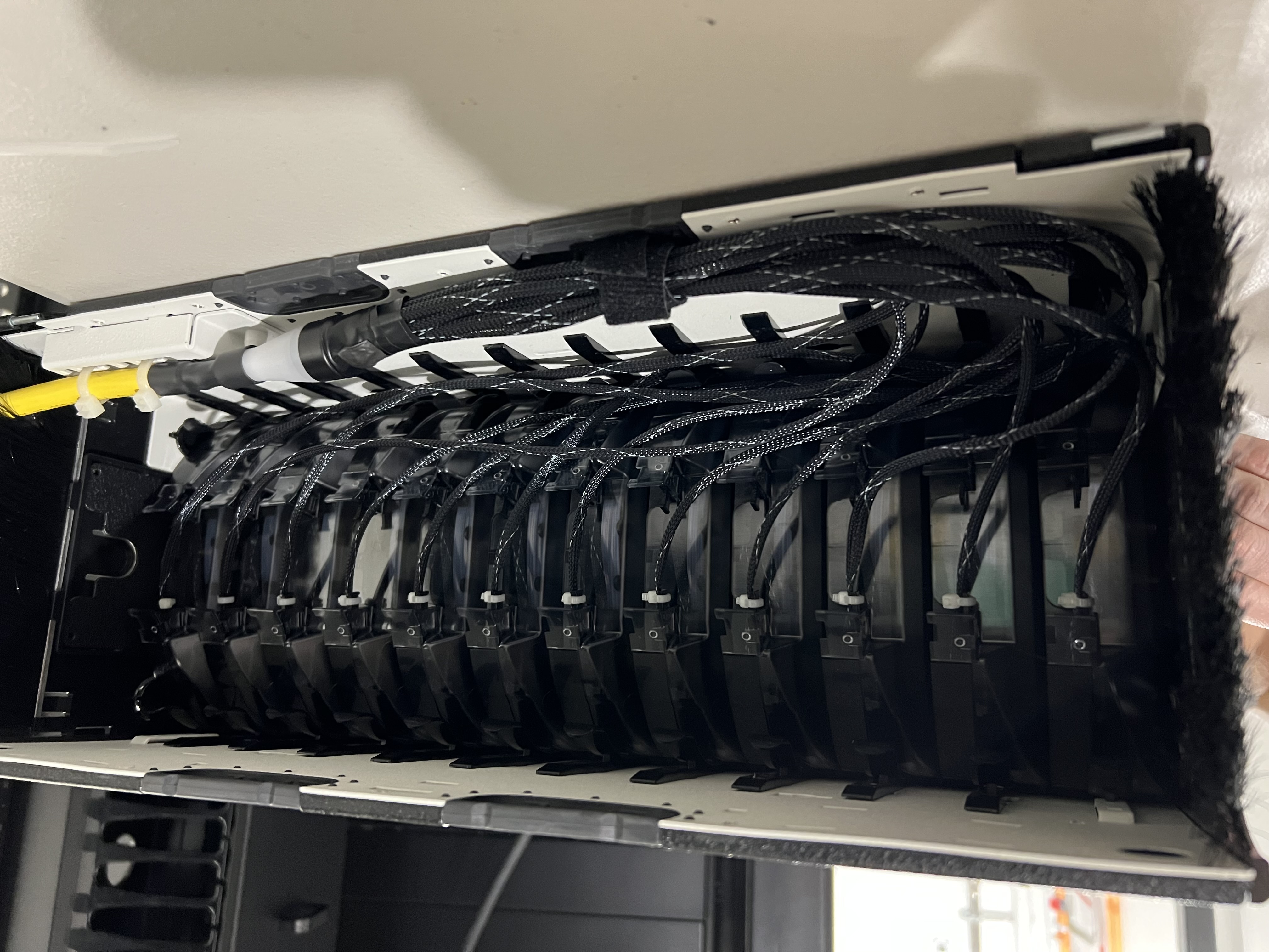 Technician terminating structured cabling