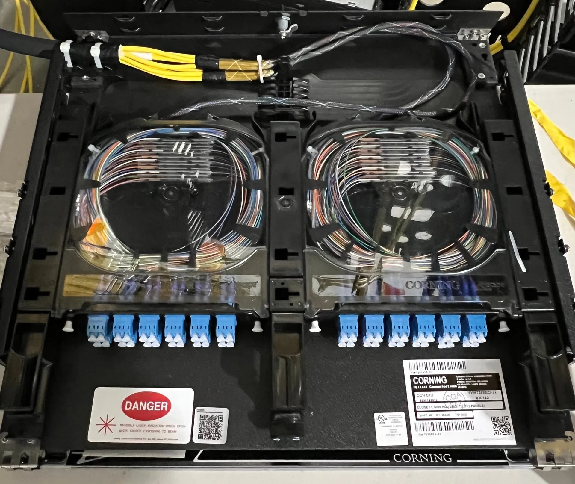 Technician terminating structured cabling