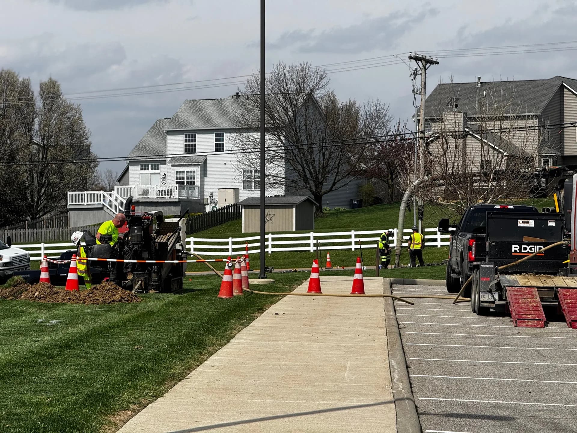 Directional drilling equipment set up for underground placement