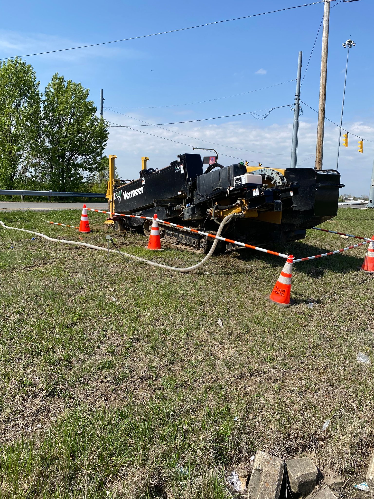 Horizontal directional drilling in progress